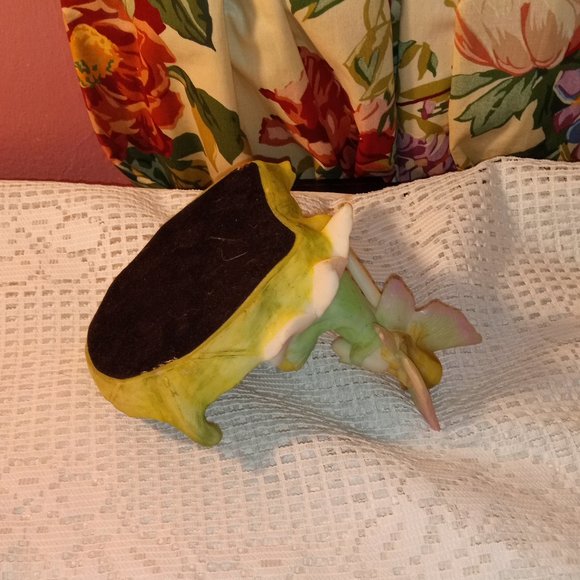 GREEN COLORFUL FAIRY LEAF DISH JERELRY TRINKET 6" HOLDER - Picture 7 of 8